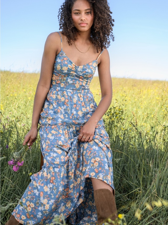 Altar'd State Dresses & Skirts - Altar'd State Blue Floral Maxi Dress with Spaghetti Straps